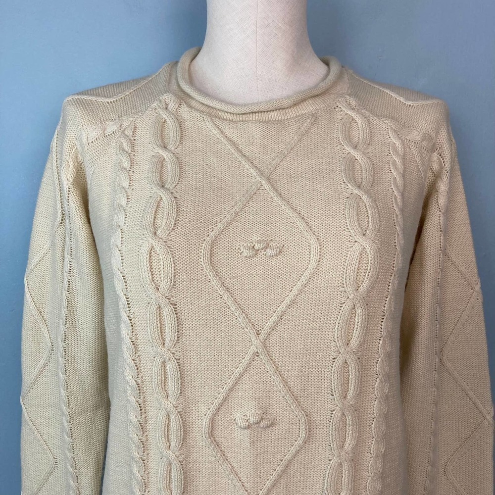 BAILEY'S Blossoms Cream Light Tan Lightweight Cable Knit Sweater Women's Size XS - Picture 2 of 12